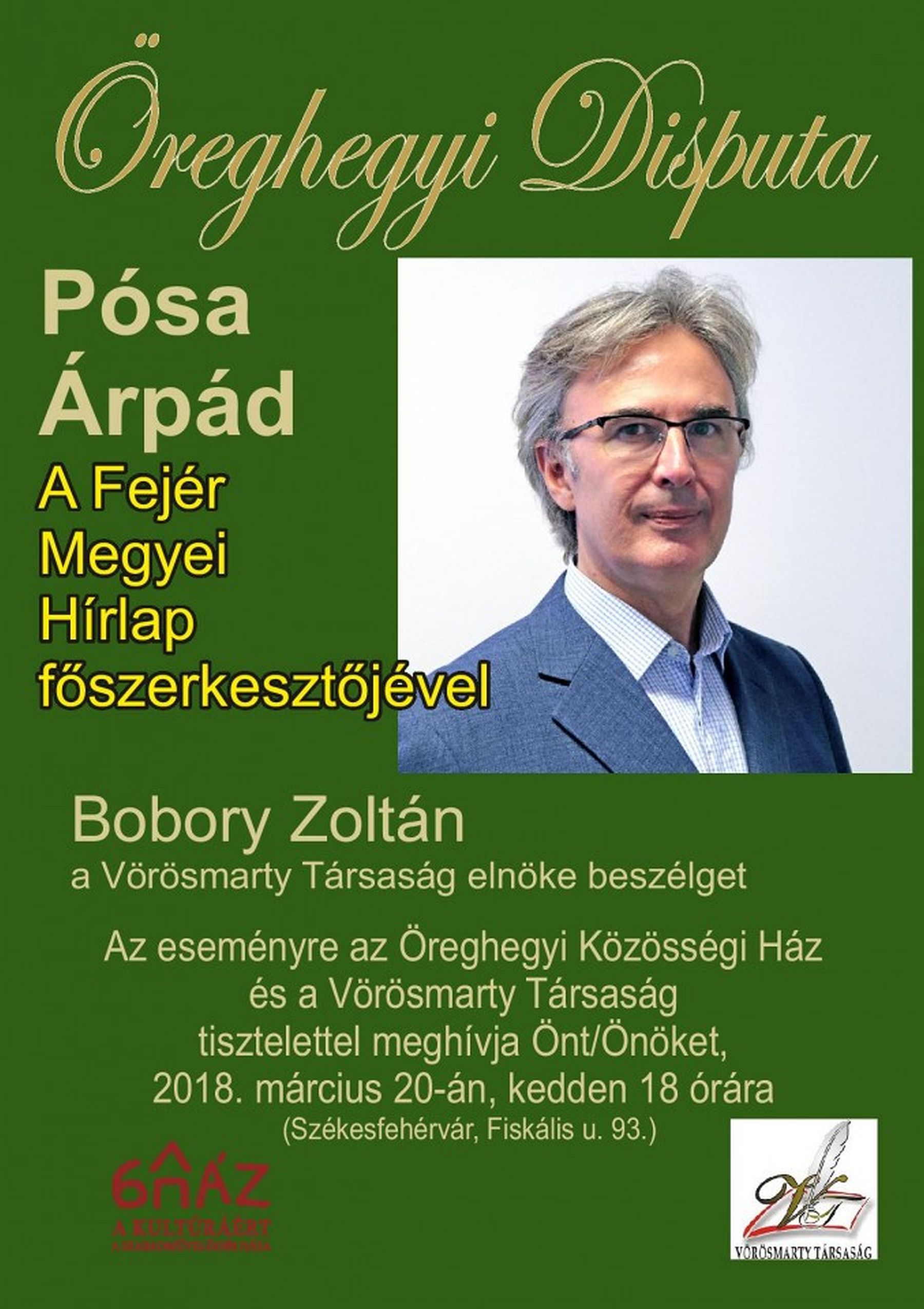 Pósa Árpád lesz az Öreghegyi Disputa vendége kedden